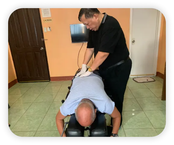A patient getting chiropractic care